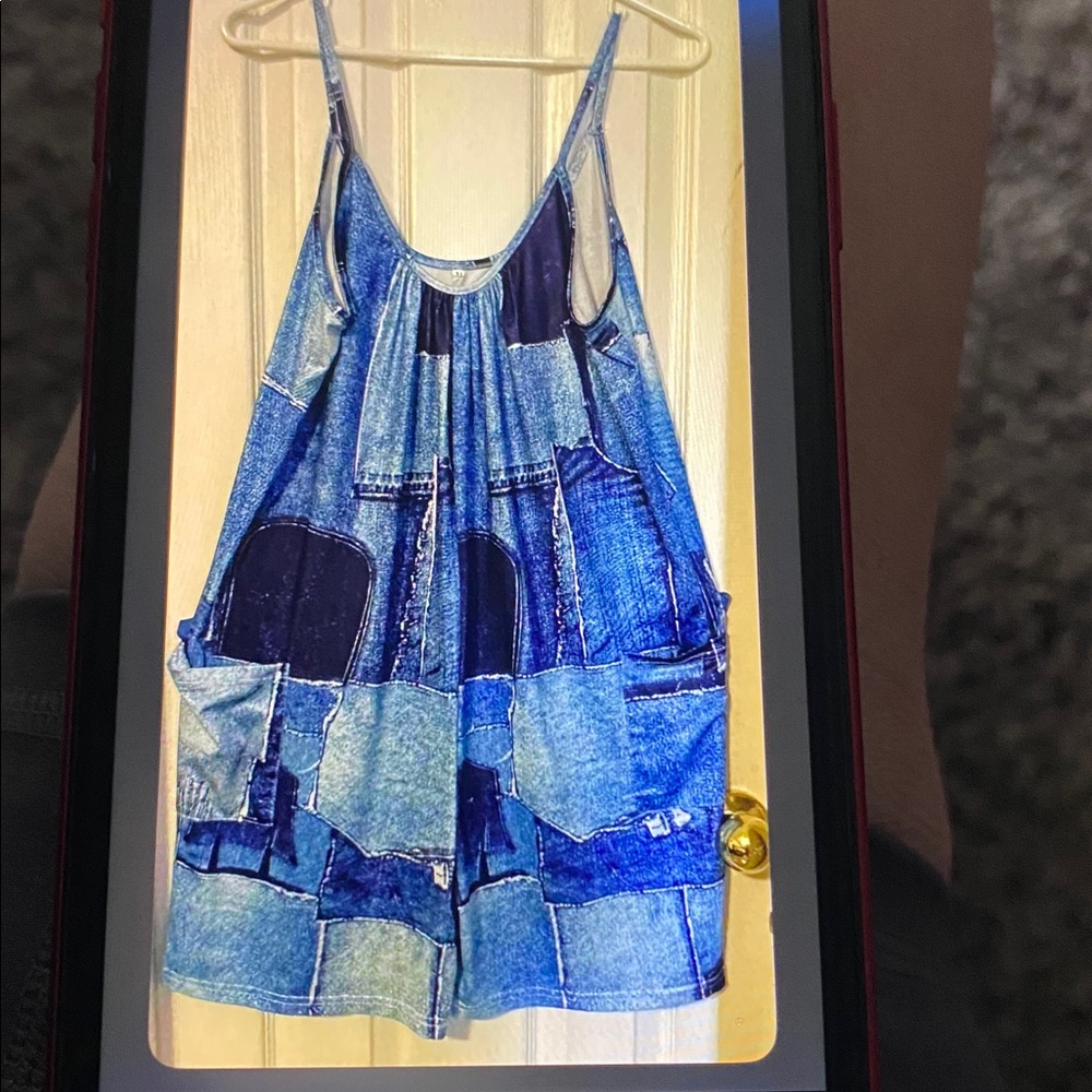 Patchwork Denim Jumpsuit